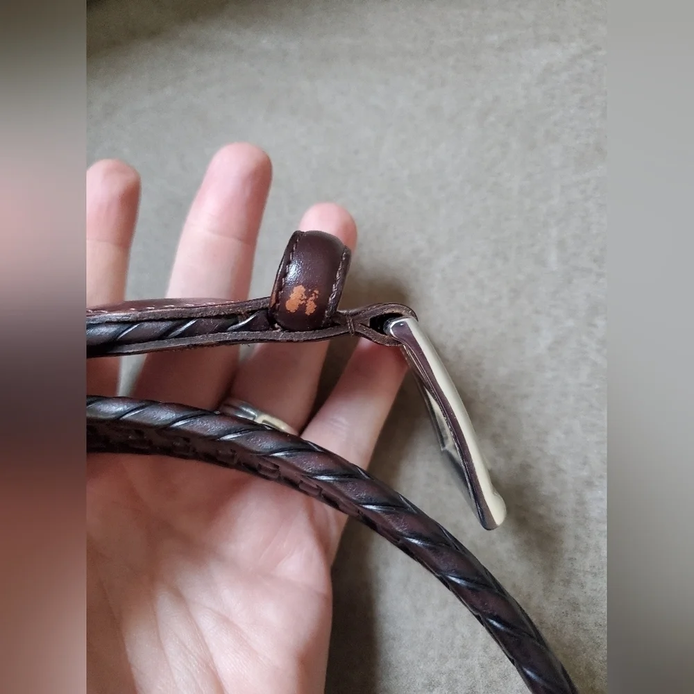 Fossil Men's Brown Woven Leather Belt In Myles  Cognac Size 38
